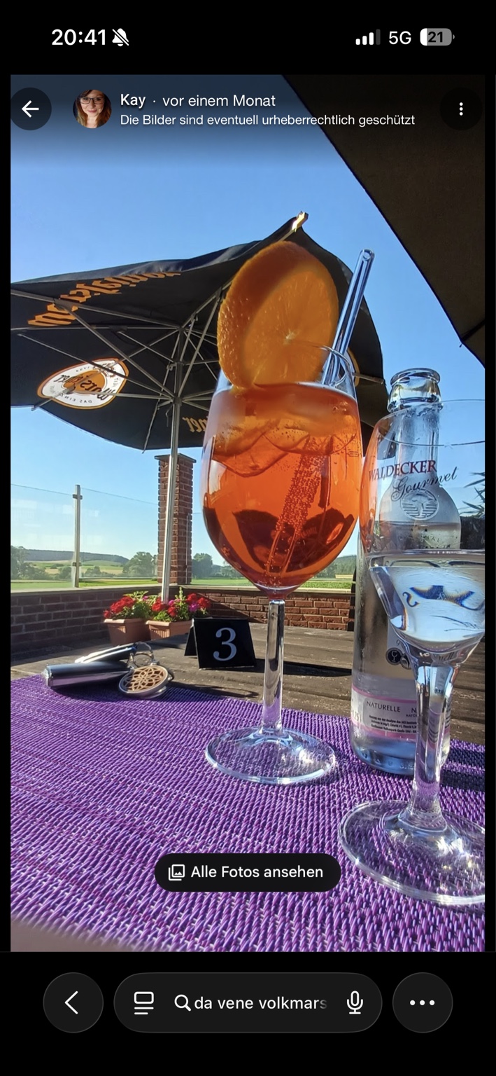 Aperol Spritz auf der Terrasse von Da Vene in Volkmarsen